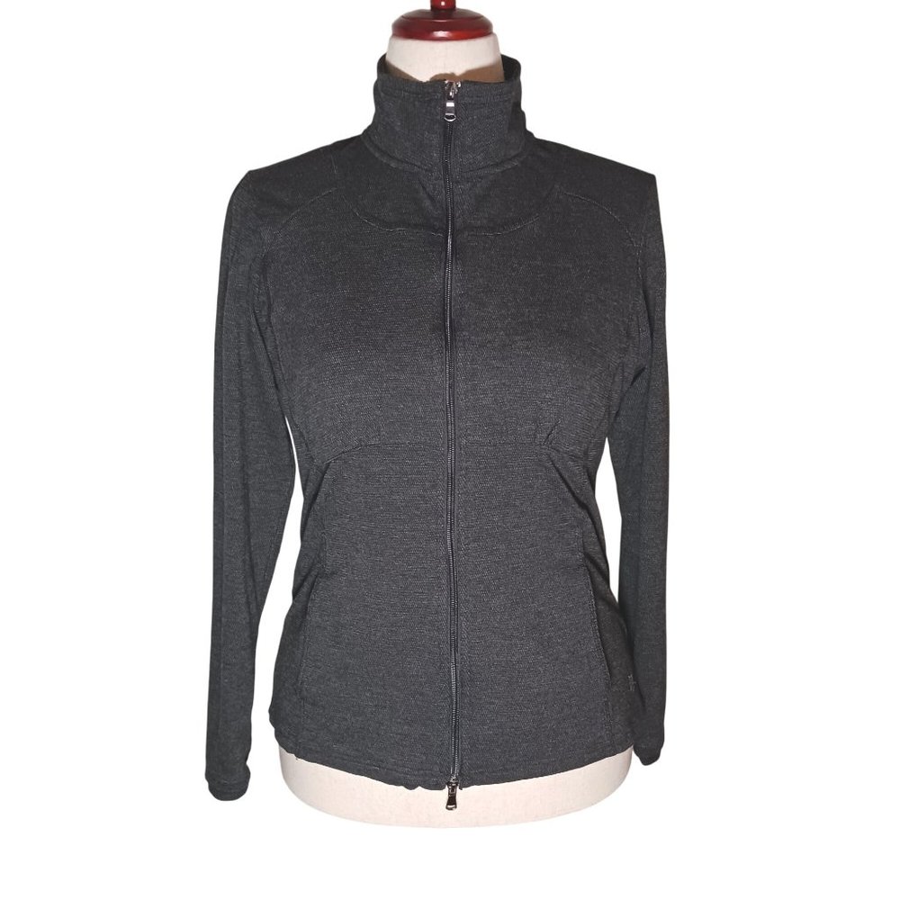 Everlast Athletic Womens Full-Zip Mock Neck Jacket in Charcoal Gray, Size‎ L